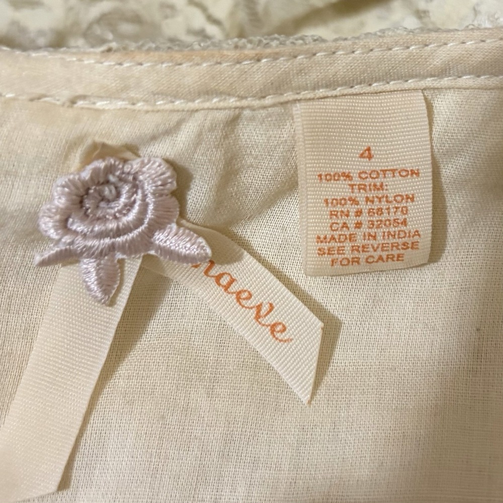 Anthropologie Maeve Ivory Lace Slip Dress 4 Tiered Ruffle Cottagecore A-Line - Picture 9 of 11